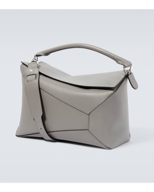 Loewe Gray Puzzle Large Leather Shoulder Bag for men