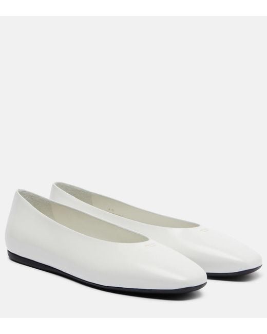 Prada White Leather Ballet Flats