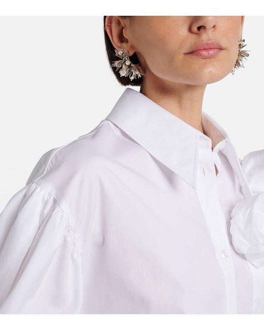 Simone Rocha Metallic Floral Faux Pearls Hoop Earrings