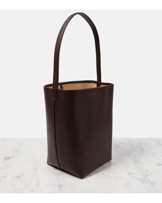 The Row White Tote Park N/S Medium Aus Leder