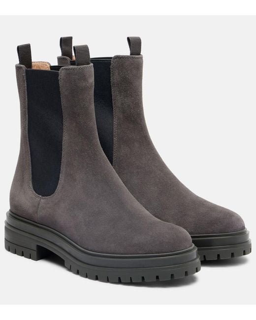 Gianvito Rossi Black Chester Suede Chelsea Boots