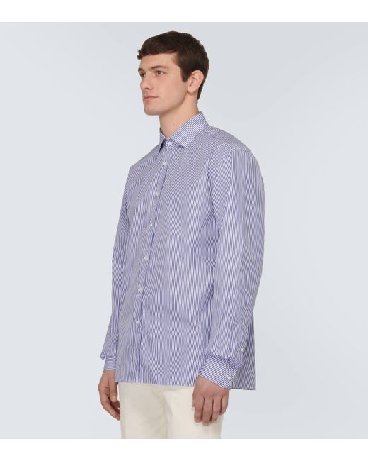 Ralph Lauren Purple Label Blue Aston Striped Cotton Shirt for men