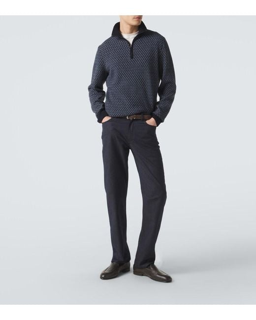 Agnona Blue Mid-Rise Straight Jeans for men