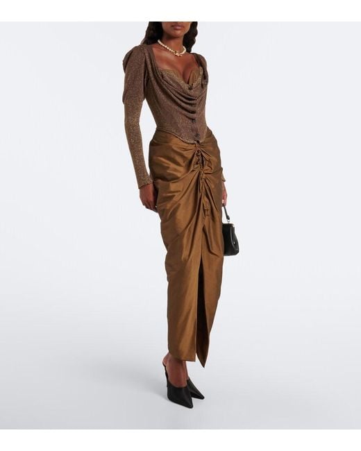 Vivienne Westwood Brown Bea Knitted Lame Corset Top
