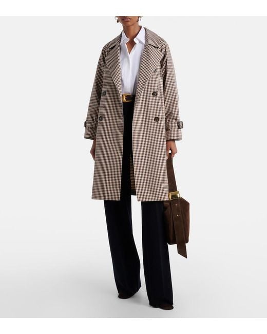 Max Mara Brown Fate Gingham Cotton-Blend Trench Coat