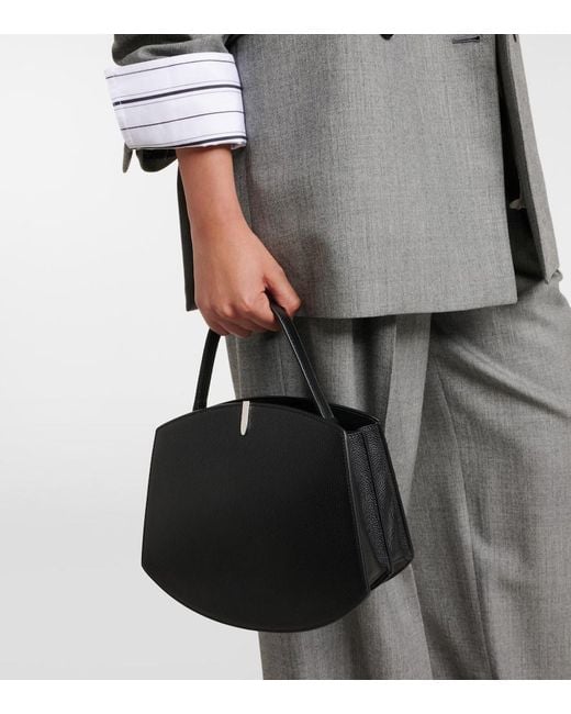 SAVETTE Black Symmetry Pochette Leather-Trimmed Tote Bag