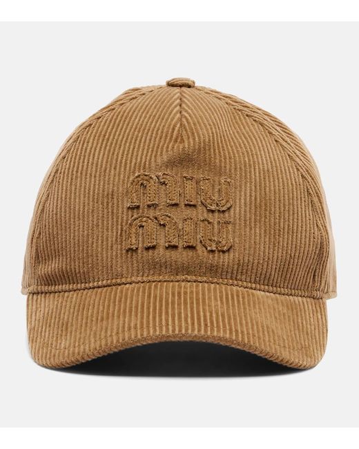 Miu Miu Brown Cotton Velvet Baseball Cap