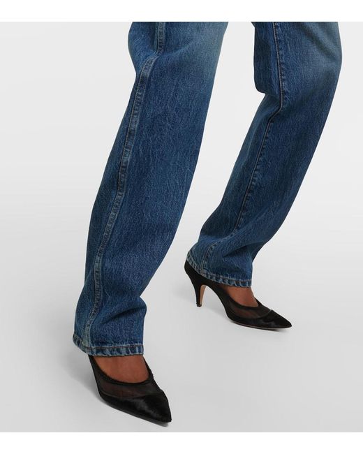 Jeans regular Albi a vita alta di Khaite in Blue