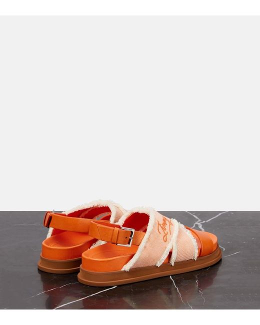 Jimmy Choo Orange Joa Canvas And Leather Sandals