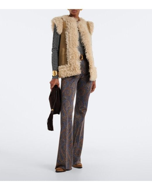 Etro Natural Shearling-Lined Embroidered Vest