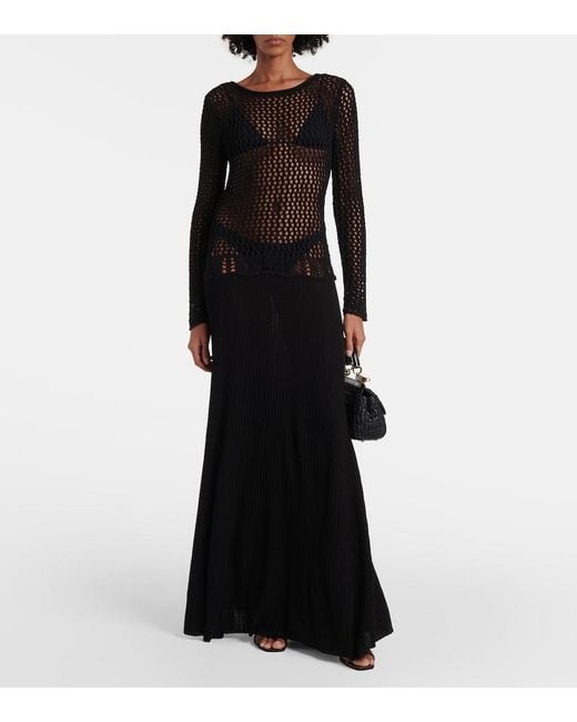 Christopher Esber Black Sheer Cotton-Blend Maxi Dress