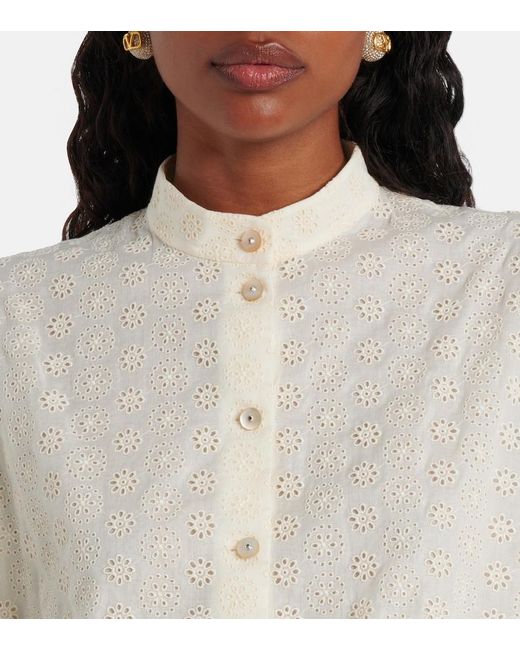 Valentino White Broderie Anglaise Cotton Shirt Dress