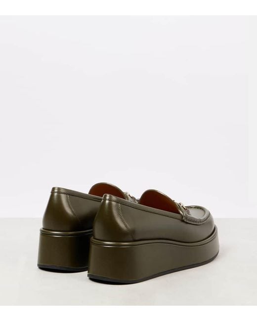 Gucci Green Horsebit Wedge Loafer, Size 35 It