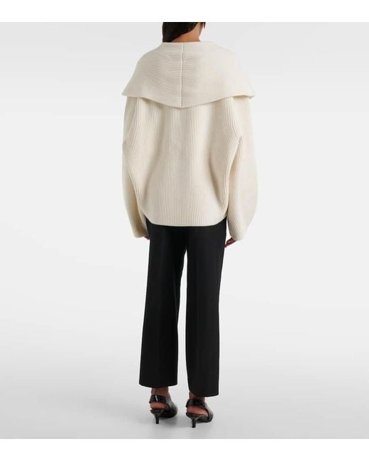 Totême  Natural Ribbed-Knit Wool-Blend Cardigan