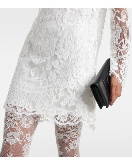 Dolce & Gabbana White Lace And Satin Minidress