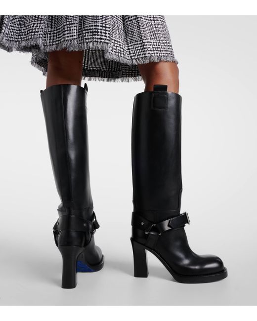 Burberry Black Stirrup Leather Knee-high Boots