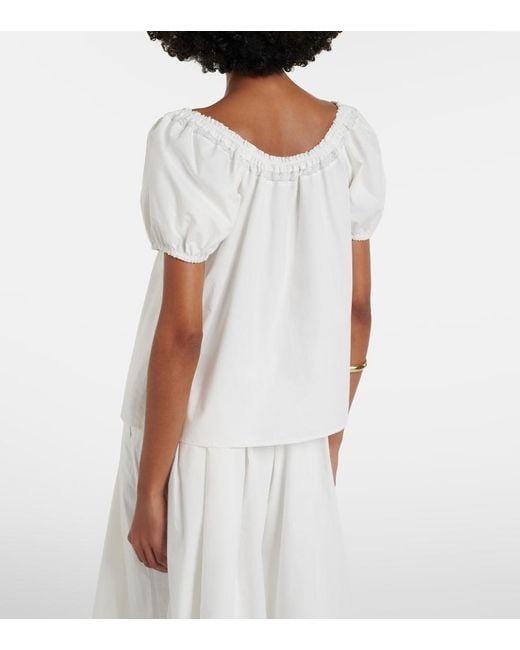 Faithfull The Brand White Galle Lace-Trimmed Cotton Top