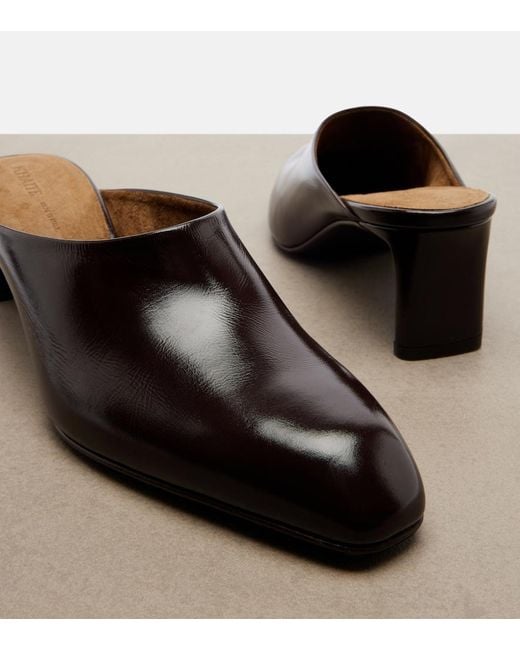Khaite Brown Colt Leather Mules