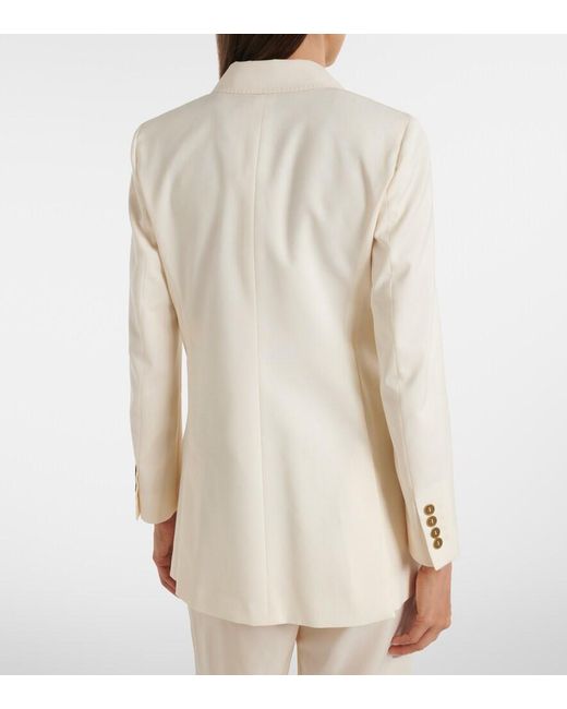 Max Mara Natural Double-Breasted Virgin Wool Blazer