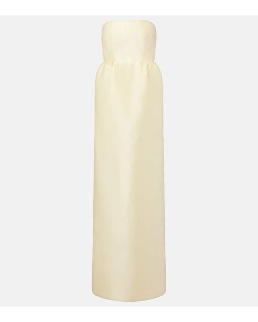 Prada White Strapless Silk Satin Gown