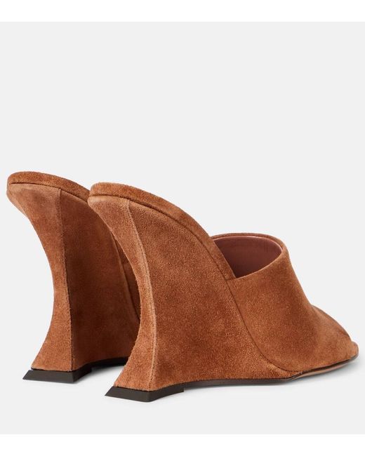 Paris Texas Brown Nina Suede Wedge Mules