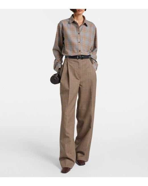 Rohe Brown Checked Virgin Wool Straight Pants