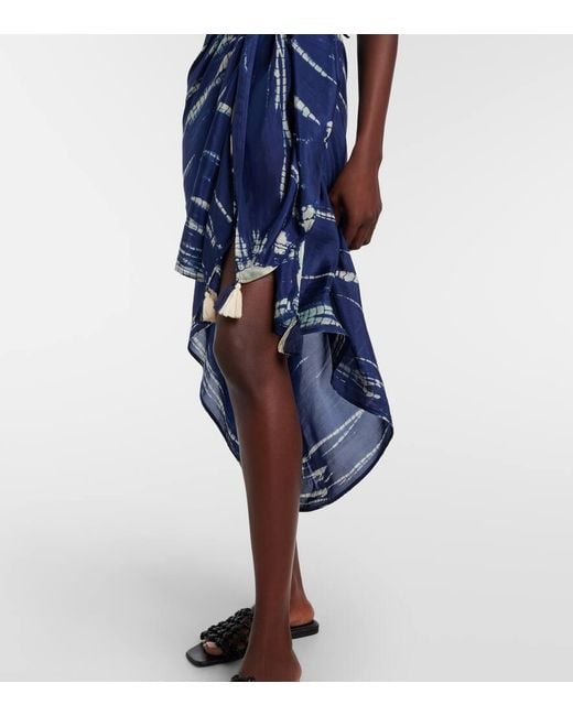 Pareo Tie & Dye En Soie Anna Kosturova en coloris Blue
