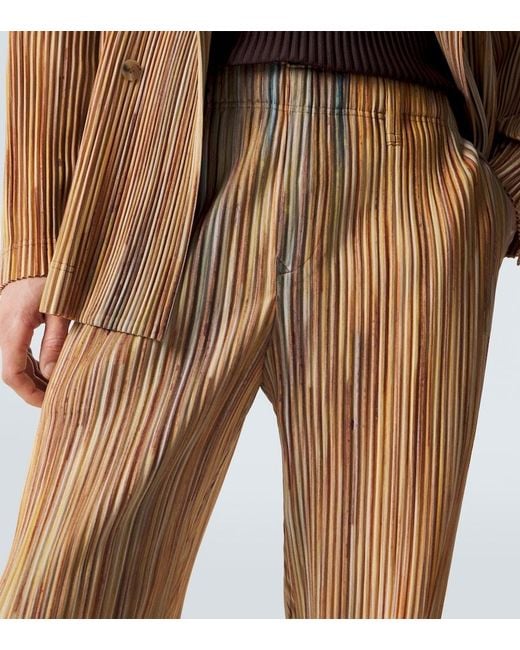Homme Plissé Issey Miyake Natural Paint Brush Close-Up Pleated Straight Pants for men