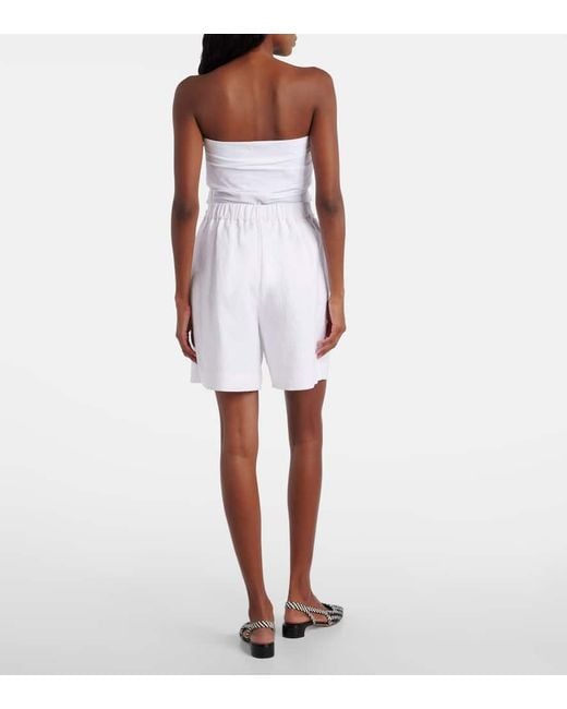 Posse White Marchello High-Rise Linen Shorts