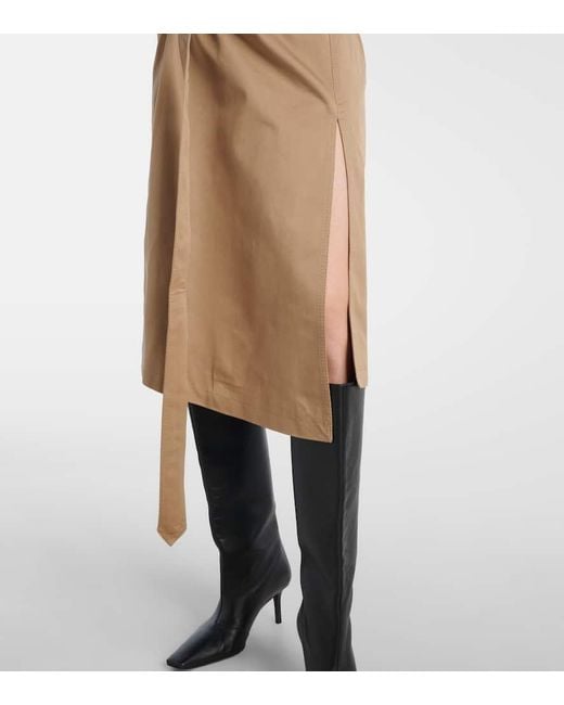 Acne Natural Innara Belted Cotton Twill Midi Skirt