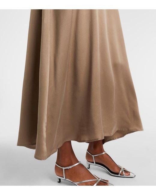 Asceno Brown Melfi Silk Twill Maxi Dress