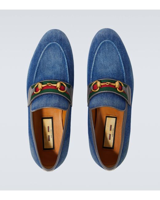 Gucci Blue Horsebit Denim Loafers for men