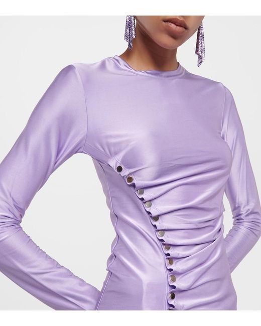 Rabanne Purple Gathered Satin Top