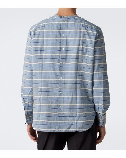Prada Blue Striped Cotton Twill Shirt for men