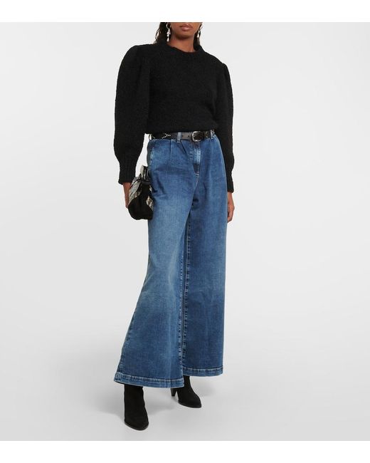 AG Jeans Blue Stella High-Rise Wide-Leg Jeans