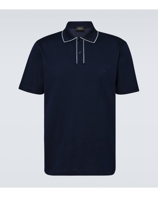Brioni Blue Cotton Polo Shirt for men