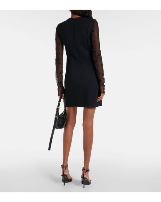 Givenchy Black Logo Embroidered Mesh And Jersey Minidress