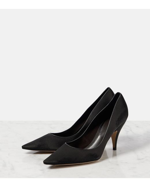 The Row Black Liisa Satin Pumps