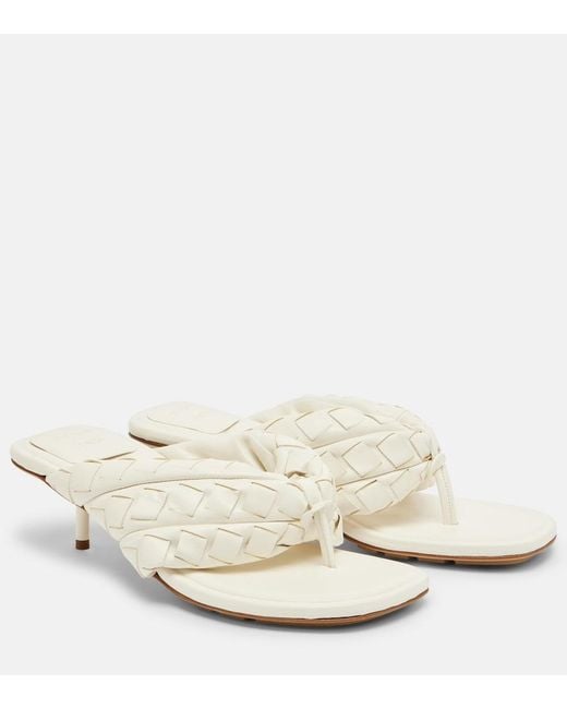 Bottega Veneta Natural Salsa Intrecciato Leather Thong Sandals