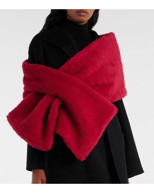 Max Mara Red Full Teddy Scarf