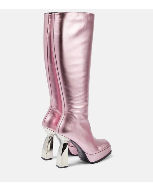 Stivali Angel in pelle metallizzata di NODALETO in Pink