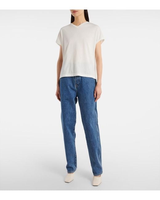 Khaite White Devra Cotton-Blend Top