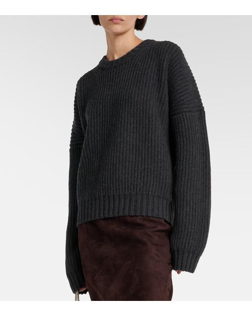 Khaite Black Manuela Ribbed-Knit Cashmere Sweater