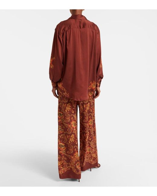 ALÉMAIS Orange Seraphina Printed Silk Satin Shirt
