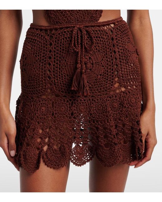 Anna Kosturova Purple Crochet Cotton Miniskirt