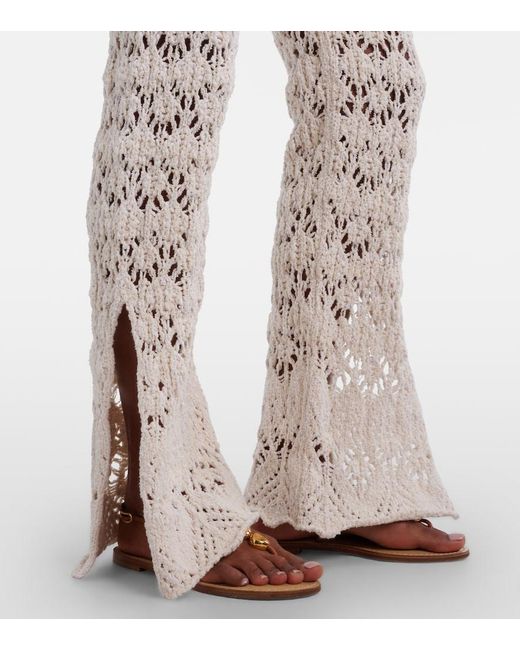 Alanui White Lagoon Romance Crochet Flared Pants