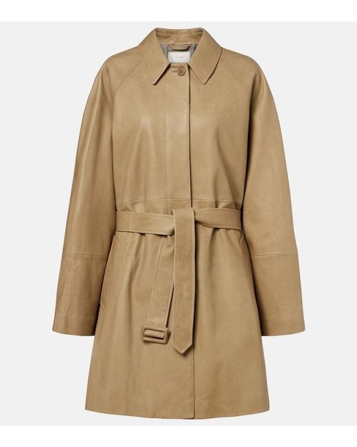 The Row Natural Amaya Belted Leather Car Coat