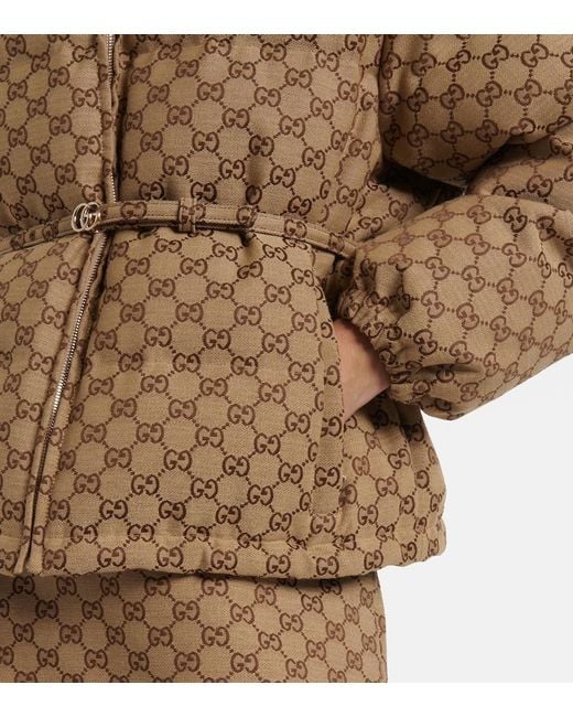 Gucci Brown Gg Canvas Down Jacket