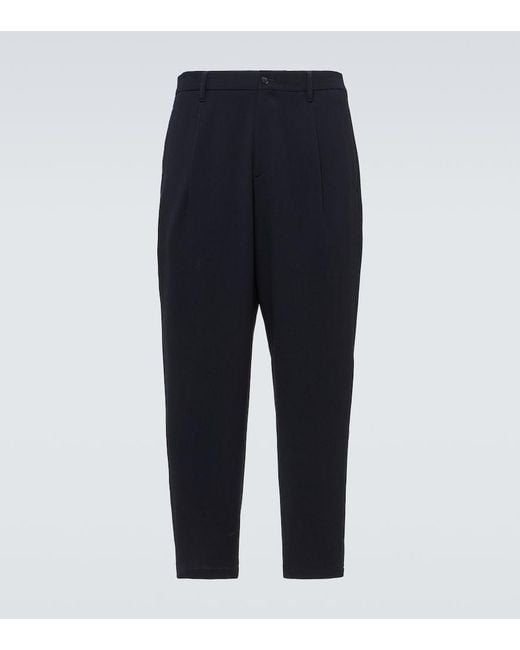 Giorgio Armani Blue Virgin Wool Straight Pants for men