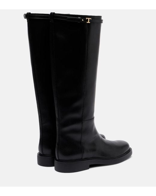 Tod's Black Leather Knee-High Boots